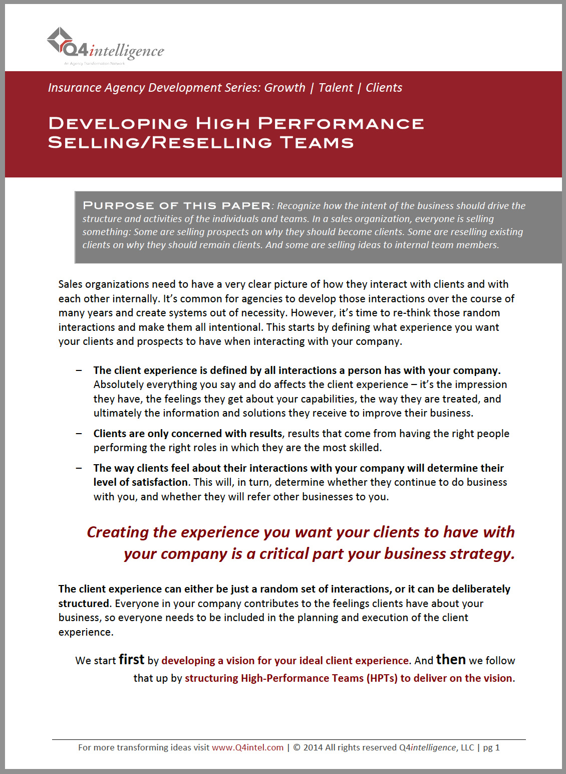 Developing High Performance Teams in your Insurance Agency