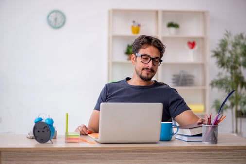 Man working comfortably in a remote office
