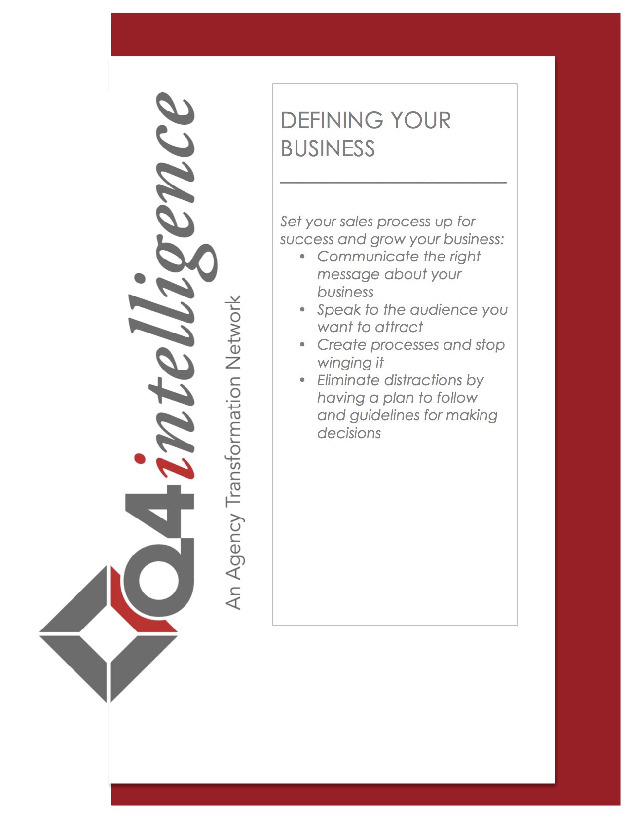 Defining Your Business Workbook Q4intelligence